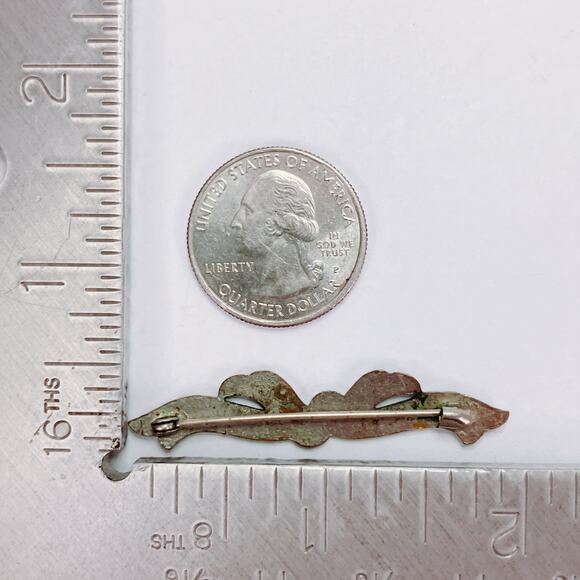 Vintage Guilloche Enamel Ribbon Bow Floral Bar Brooch 1920s 1930s Blue Jewelry - Picture 10 of 11